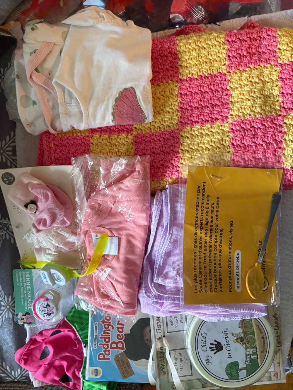 Handmade Pink & Yellow Crochet Baby Blanket - Kids Accessories